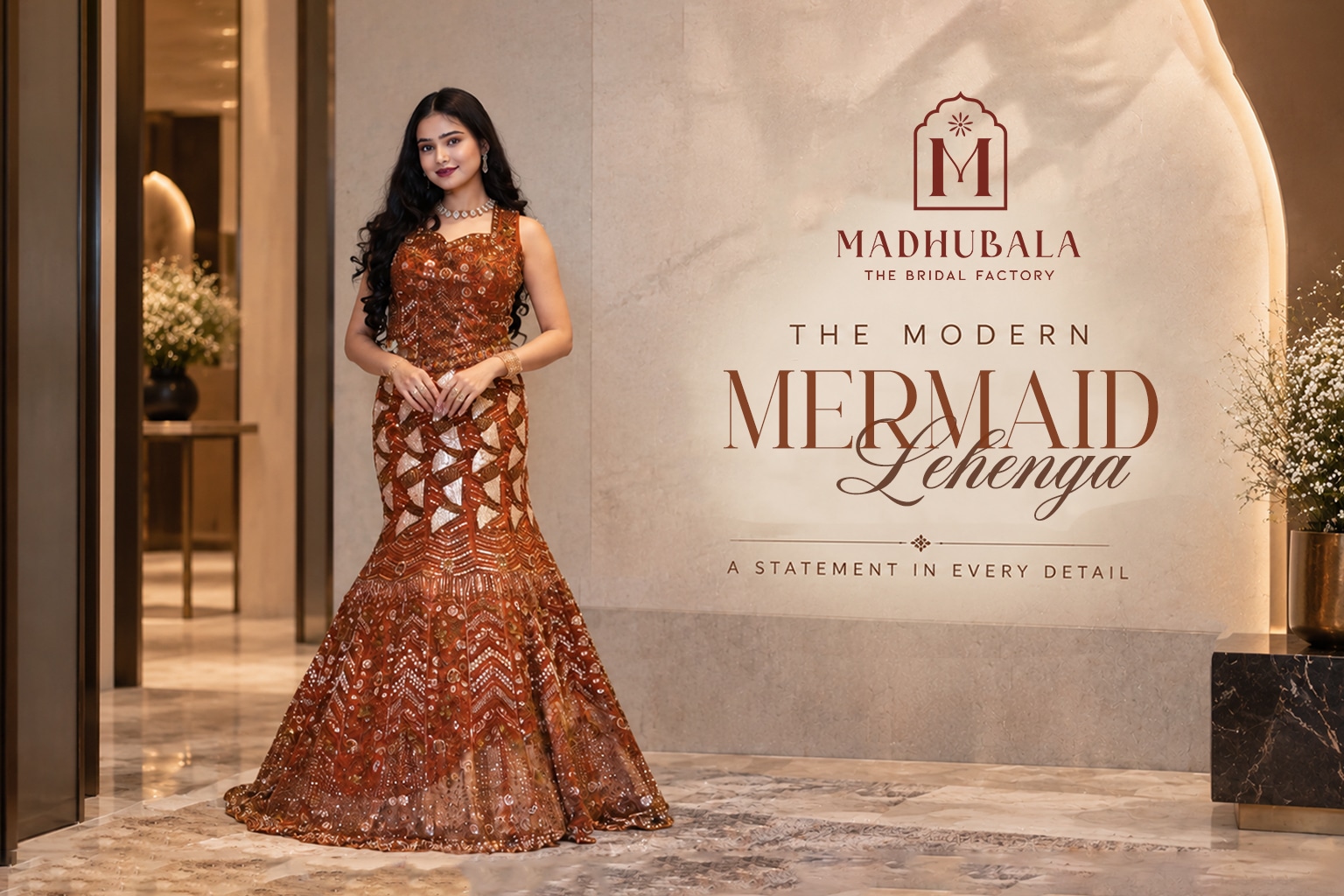 Copper Rust Mermaid Lehenga–by Madhubala