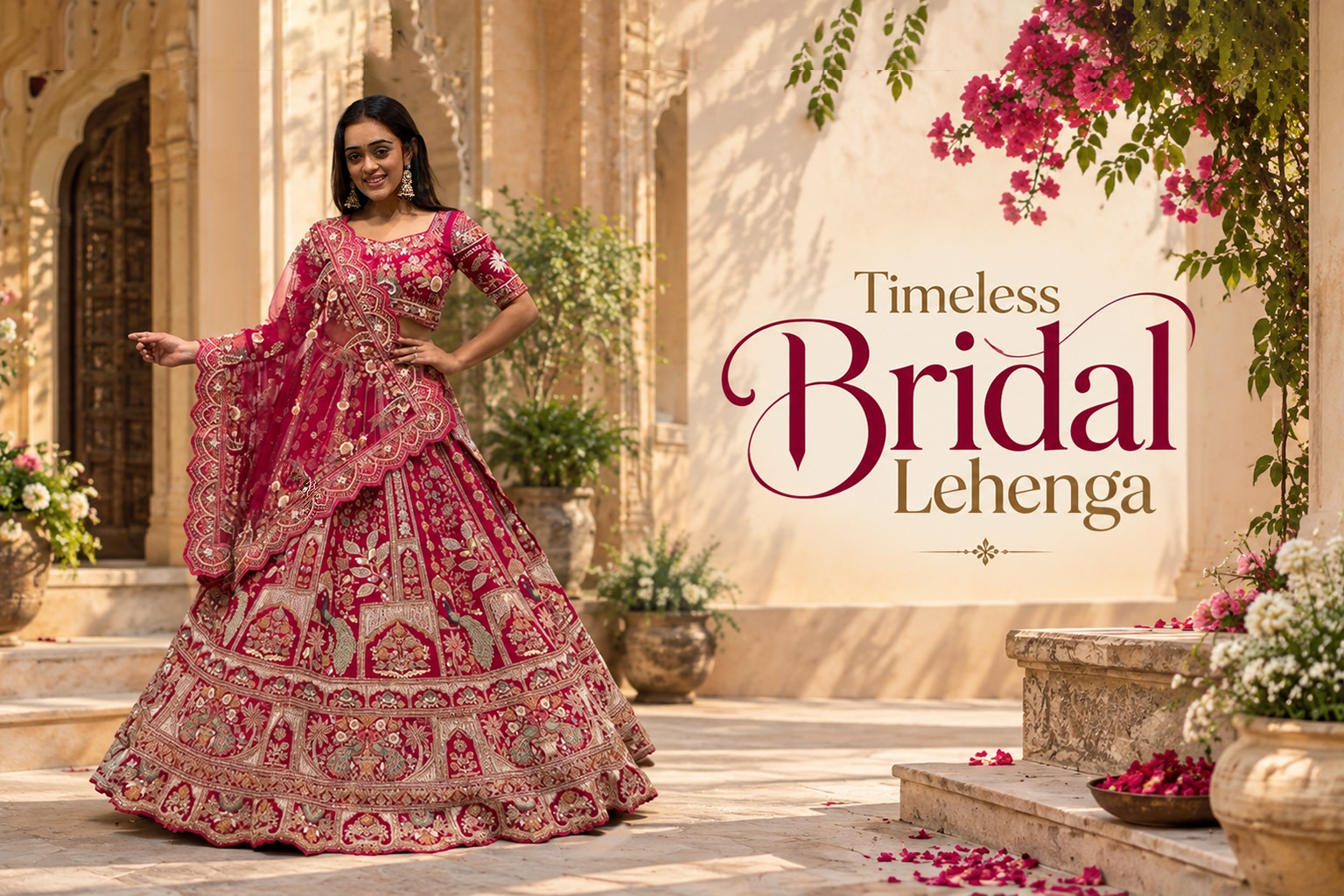Pink Embroidered Bridal Lehenga – Designer Bridal Lehenga by Madhubala